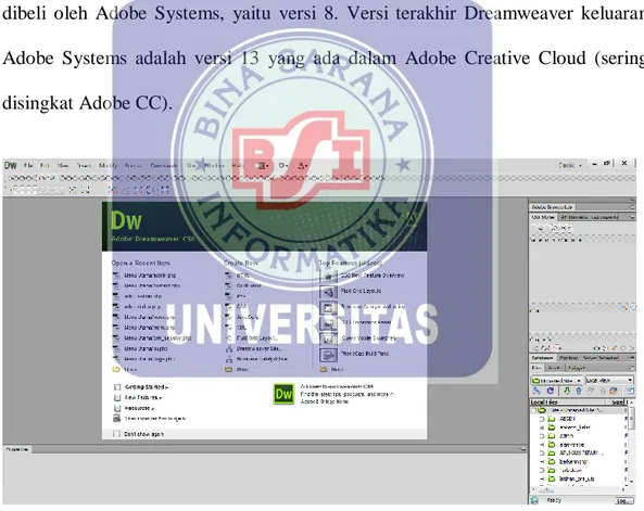 Gambar II.1. Tampilan awal Adobe Dreamweaver CS6 