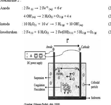 Gambar 2.3. Proses Elektrokoagulasi dengan Elektroda Besi 