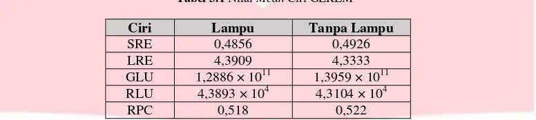 Tabel 3.2 Nilai Akurasi dengan Parameter K-NN dan Derajat Keabuan GLRLM 