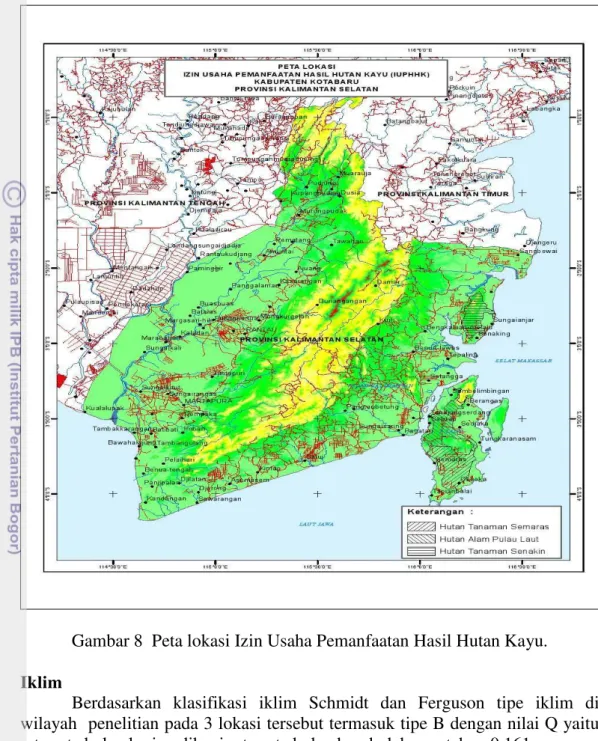 Gambar 8  Peta lokasi Izin Usaha Pemanfaatan Hasil Hutan Kayu.  Iklim 