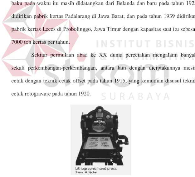 Gambar 3.1  mesin cetak yang menggunakan metode awal proses cetak                               (Lithographic hand press)