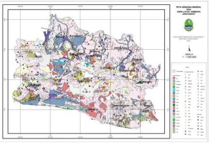 Gambar 2.2 Peta Sebaran Mineral dan Zona Layak Tambang Provinsi Jawa Barat 