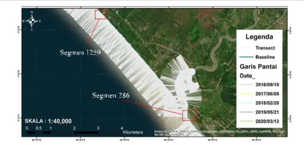 Gambar 3. Peta Segmen/transek Pantai Gampong Lhok, Aceh Barat