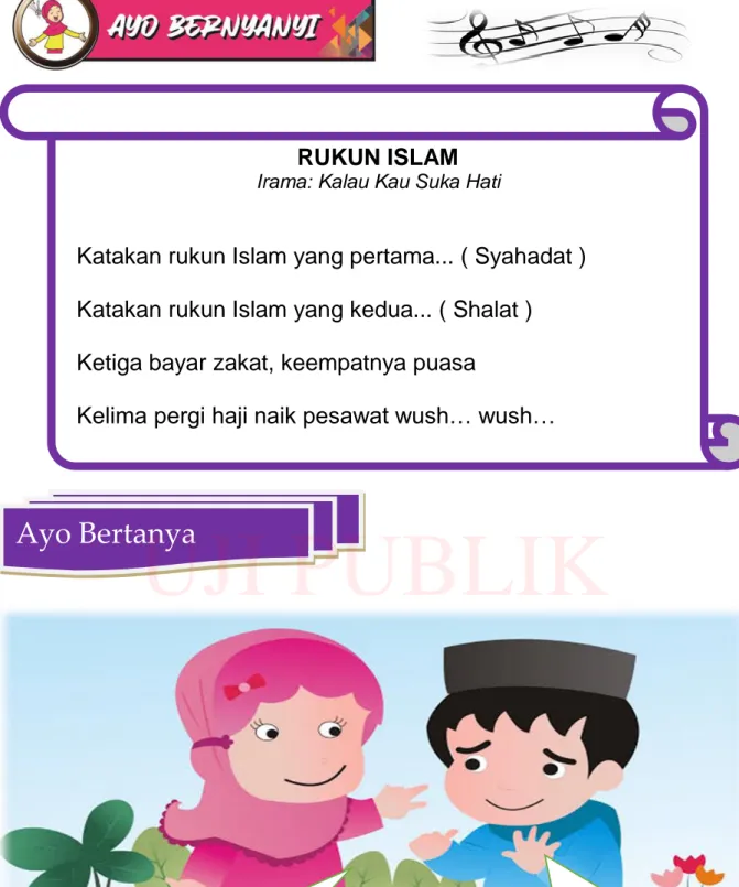 Gambar 2 Percakapan tentang Rukun Islam - Sumber Gamabar: animokartun.blogspot.com  RUKUN ISLAM  Irama: Kalau Kau Suka Hati  
