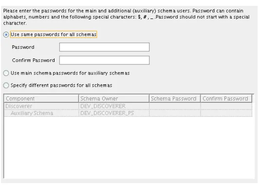Figure 3–2Repository Creation Utility Schema Passwords Page