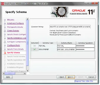 Figure 3–3Specify Schema Screen From an Oracle Portal, Forms, Reports, and Discoverer Installation