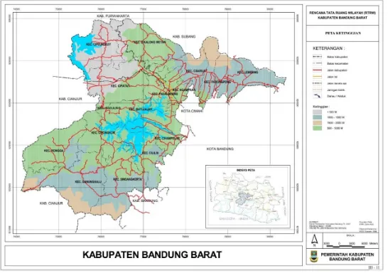 Gambar 2-2 Peta Ketinggian Kabupaten Bandung Barat 