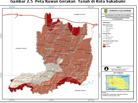 Gambar 2.5  Peta Rawan Gerakan  Tanah di Kota Sukabumi