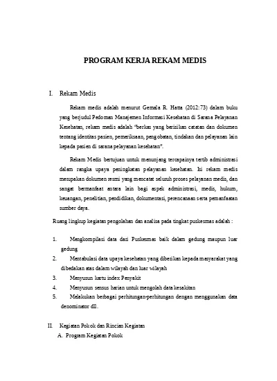 Program Kerja Rekam Medis Docx