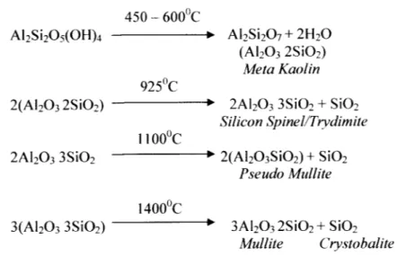 Gambar 2.2. Skema Proses Perubahan Bentonit Alam Dalam Pembakaran (Meda Sagala, 2000).