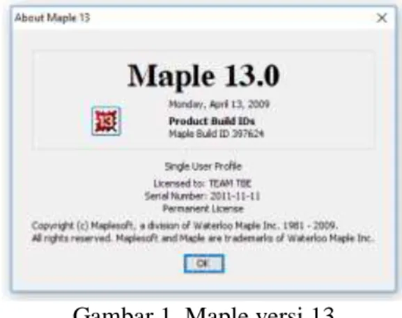 Gambar 1. Maple versi 13 