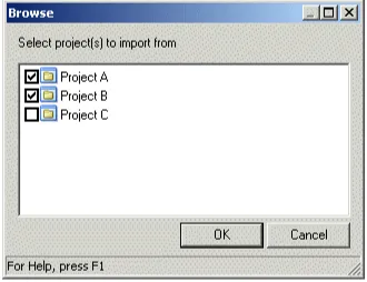 Figure 3–2Browse Dialog for Selecting Projects