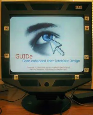 Figure 4. Eye-tracker (Tobii 1750) with  off-screen targets for scrolling actions such as Home, End, Page Up, Page Down, Up/ Down and Left/ Right
