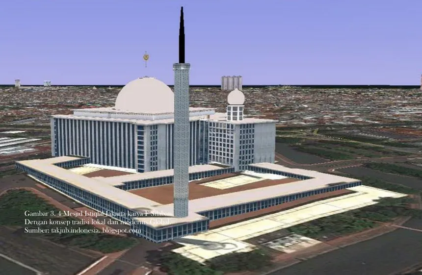 Gambar 3. 4 Mesjid Istiqlal Jakarta karya F Silaban  Dengan konsep tradisi lokal dan modernis Global
