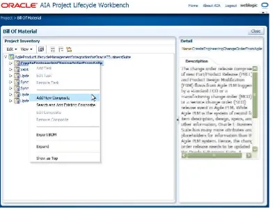 Figure 4–3Business Task Branch Node Actions on the Bill Of Materials Page