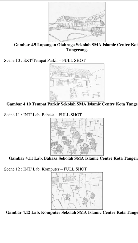 Gambar 4.10 Tempat Parkir Sekolah SMA Islamic Centre Kota Tangerang.  Scene 11 : INT/ Lab