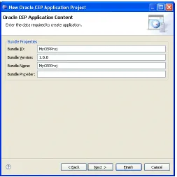 Figure 4–4New Oracle CEP Application Project Wizard: Oracle CEP Application Content