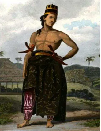 Gambar 8: Penggunaan Kain Batik Sebagai Sarung Pada Sekitar Abad Ke 19 Sumber: :Thomas Stamford Raffles (1829: 25) 