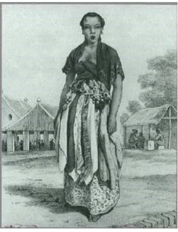 Gambar 10: Penggunaan Kain panjang Batik Pada Sekitar Tahun 1800 Sumber: Thomas Stamford Raffles (1829: 25) 