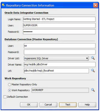 Figure 4–3Repository Connection Information Dialog