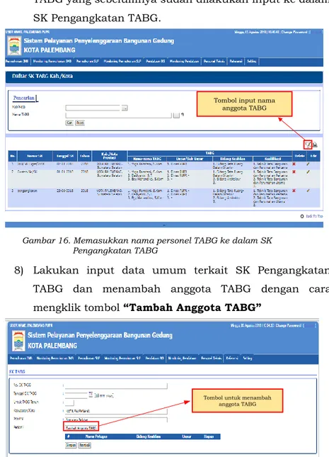 Gambar 17. Input data umum SK TABG dan penambahan anggota TABG