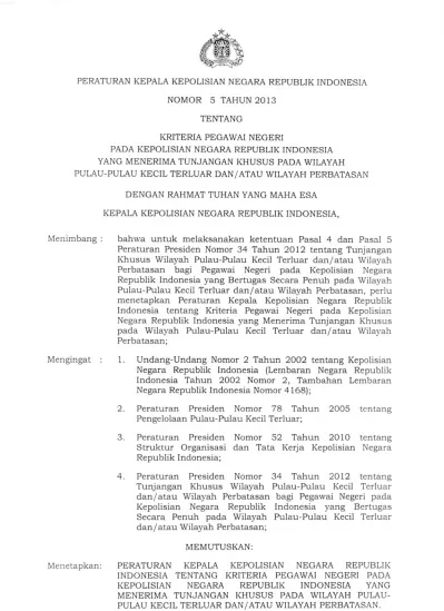 PERATURAN KEPALA KEPOLISIAN NEGARA REPUBLIK INDONESIA NOMOR 5 TAHUN ...