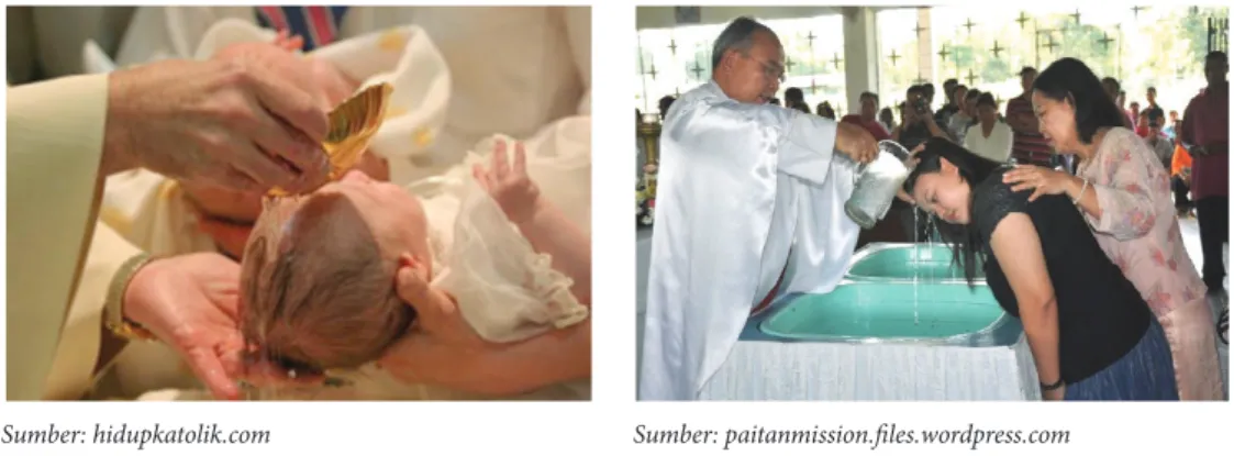 Gambar 8.1 Baptisan bayi Gambar 8.2 Baptisan dewasa
