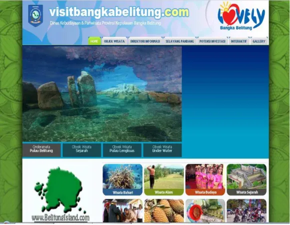 Gambar 5.1 Layar Tampilan home Website Visit Bangka Belitung 