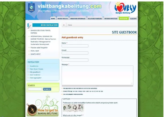 Gambar 5.3. Tampilan kolom chat/buku tamu (comment) di website visit Bangka  Belitung 