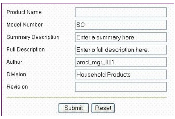 Figure 4–8Form to Create HCSF Page Displayed in a Web Browser