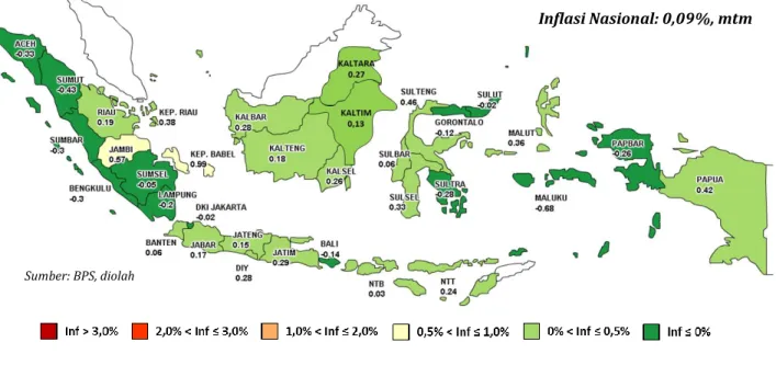 Gambar 1. Peta Inflasi Daerah, April 2017 (% mtm) 