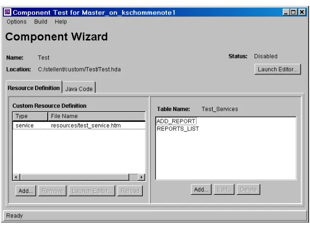 Figure 3–11Custom Service Resource Defined in the Component Wizard