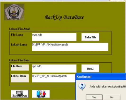 Gambar 13. Tampilan Form Backup Database  V. KESIMPULAN 