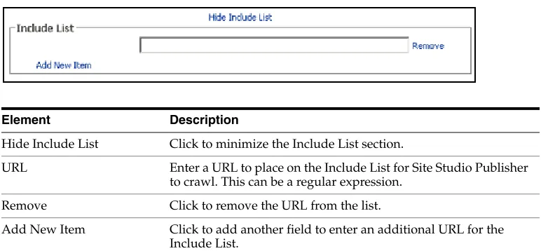 Figure A–8Include LIst Section