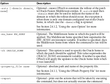 Table 2–3Options for the OPatch apply Command