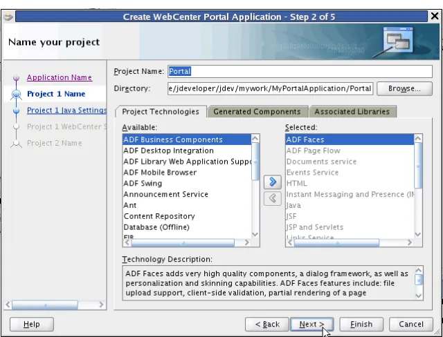 Figure 5–3Create WebCenter Portal Application Wizard Step 2 of 5