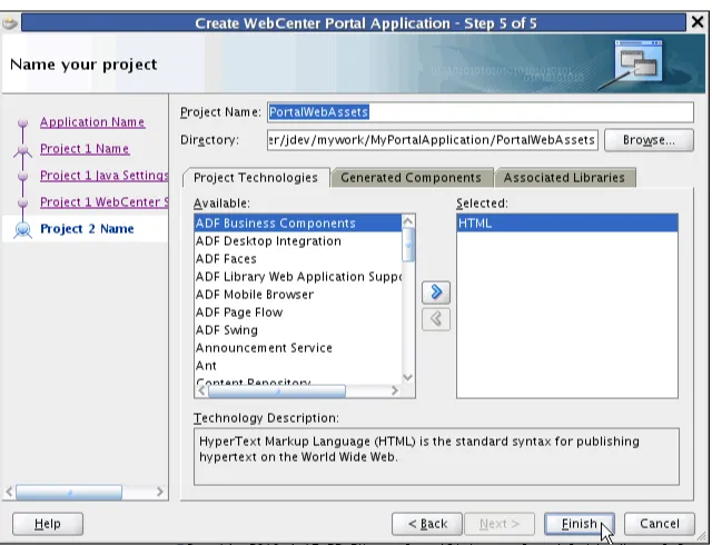 Figure 5–6Create WebCenter Portal Application Wizard Step 5 of 5
