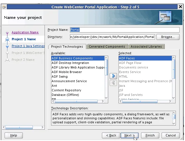 Figure 6–1Create WebCenter Portal Application Wizard Step 2 of 4