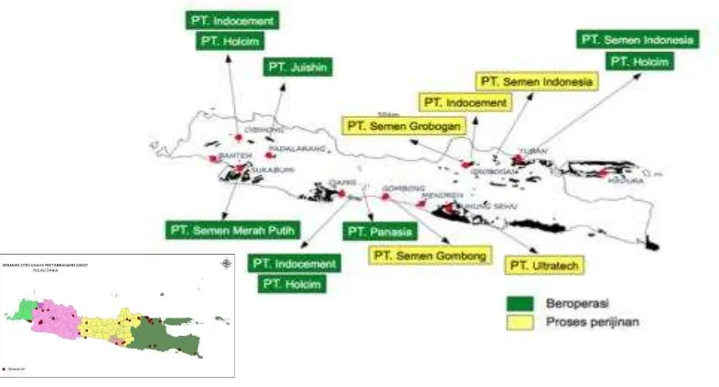 Gambar 1. Kawasan Karst di Pulau Jawa dan Operator Pengelola 