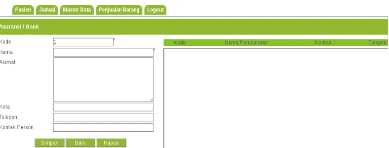 Gambar 8. Screenshot pendaftaran pasien / biodata pasien 