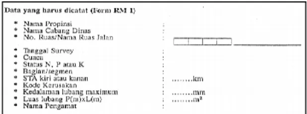 Gambar 2.3.Contoh Pengisian Form RM-1  (Manual Jilid I Pemeliharaan Rutin untuk Jalan 