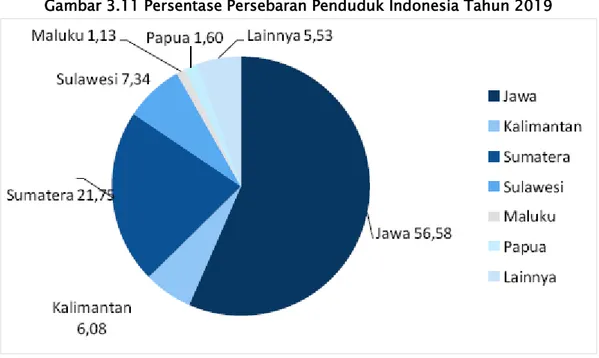 Gambar 3.11 Persentase Persebaran Penduduk Indonesia Tahun 2019 