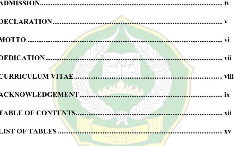 TABLE OF APPENDICES .............................................................................