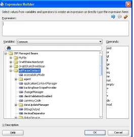 Figure 2–14adfFacesContext Objects in the Expression Builder