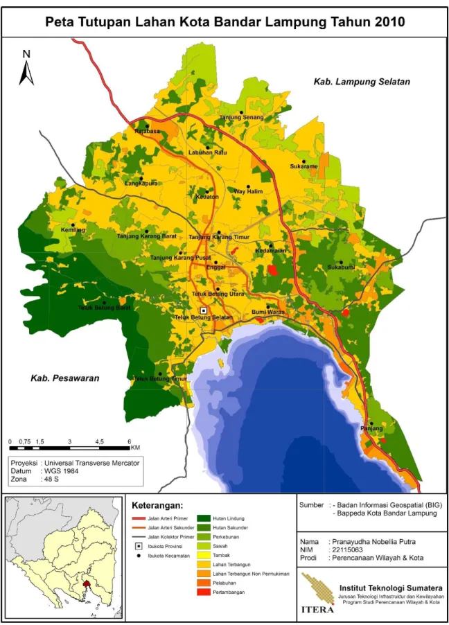 Gambar 3. 6 Peta Tutupan Lahan Kota Bandar Lampung Tahun 2010 