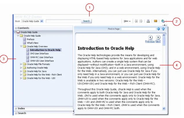 Figure 3–1Oracle Help for the Web - Rich Client User Interface
