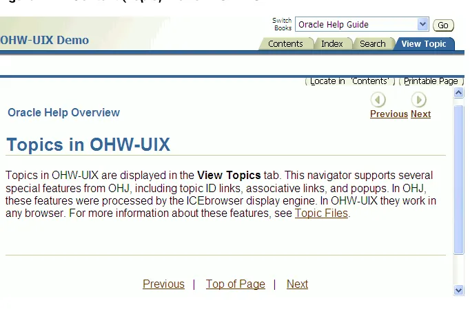 Figure 4–7Content (Topic) Views in OHW-UIX 