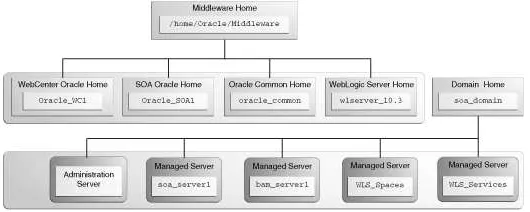 Figure 2–6Directory Structure with Multiple Oracle Fusion Middleware Products in a 