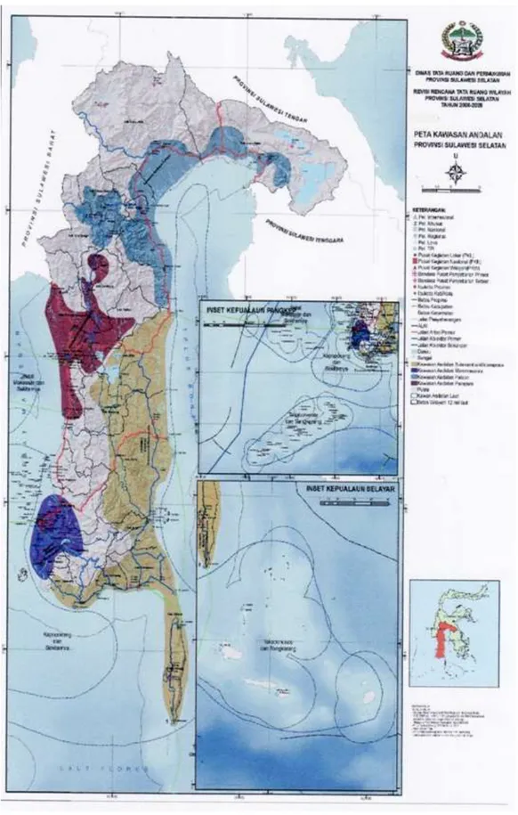 Gambar 3.4. Peta Rencana Kawasan Andalan Wilayah Provinsi Sulawesi Selatan   (Perda RTRW Prov.Sulawesi Selatan No