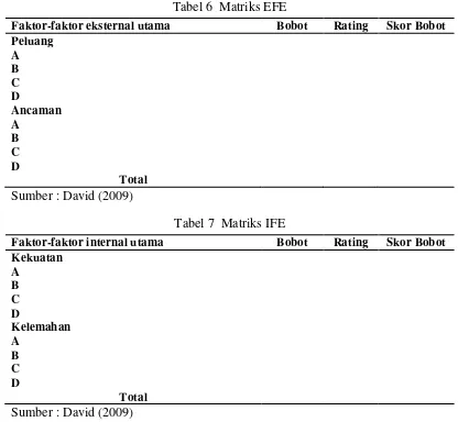 Tabel 6  Matriks EFE 